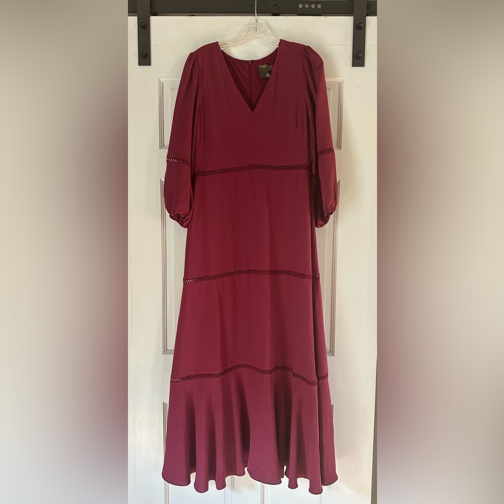 Flowy Burgundy Boho Maxi Dress with Peekaboo Detail